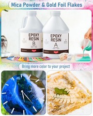 2 Gallon Epoxy Resin Kit with 36 Colors Mica Powder, Gold Foil, Cups & Stick,…