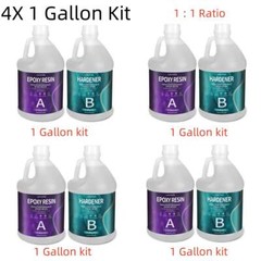 4X 1 Gallon Kit – Crystal Clear Tumbler Epoxy Resin – DIY Craft Painting Coating