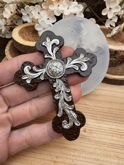Retro Vintage Scrolls cross handmade silicone mold for crafts