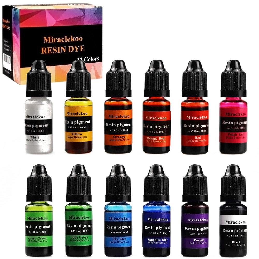 12 Colors Epoxy Resin Color Dye Colorant Liquid Epoxy Resin Pigment,10ml Each,Tr