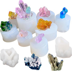 Allazone Crystal Resin Molds, 10 PCS Crystal Cluster Silicone Molds Quartz Rock