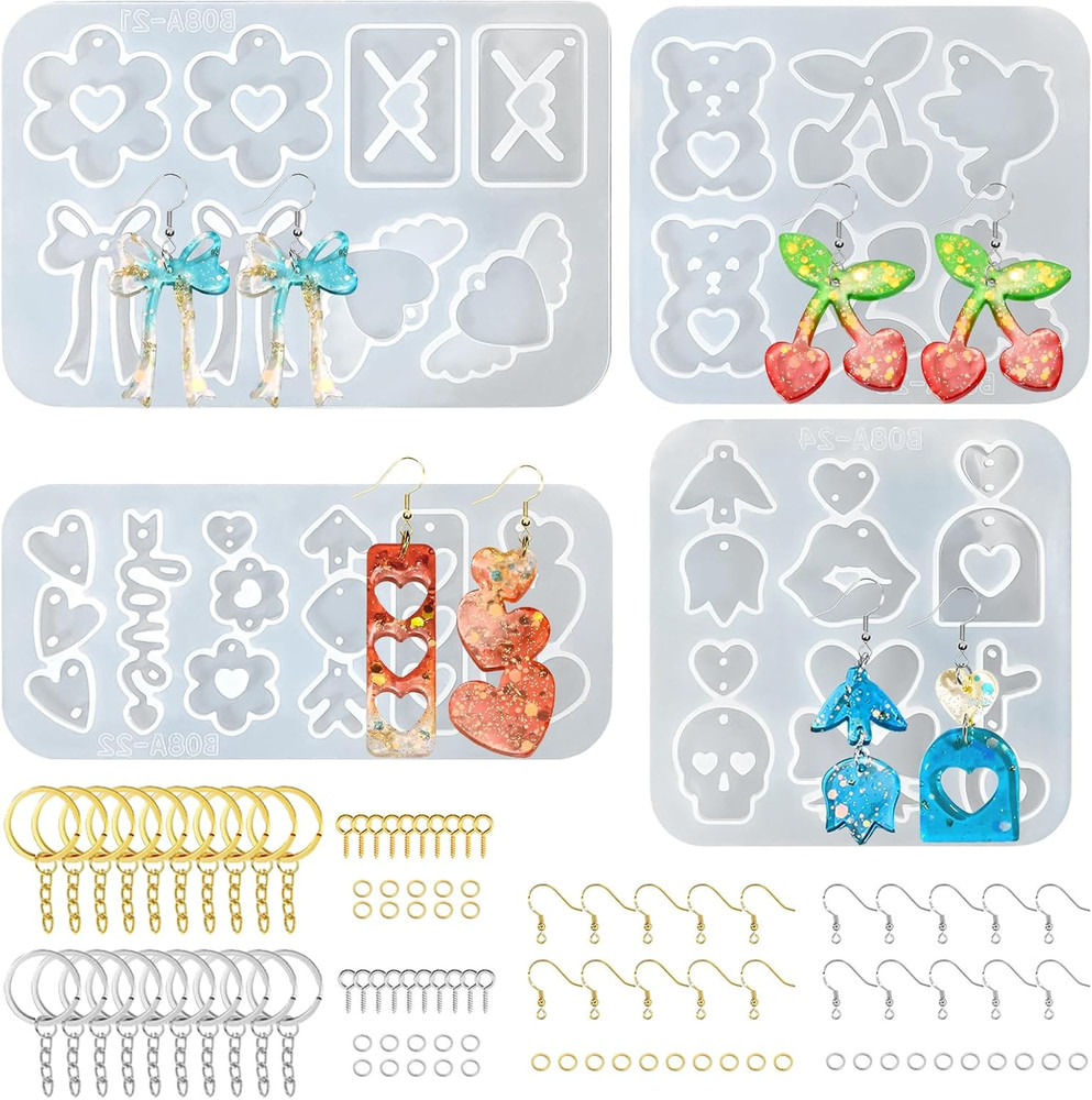 104Pcs Resin Molds Set for Women, Cute Designs with Accessories, Silicone Jew…