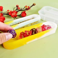 2 PCS Dice Storage Box Resin Mold Resin Molds Silicone Dice Box Molds with Lid R
