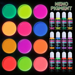 Neon Pigment for Epoxy Resin, 12 Colors Opaque UV Reactive Fluorescent Liquid Re