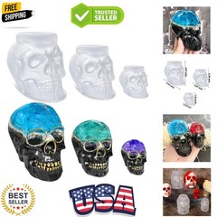 Set of Large + Medium + Small 3D Skull Resin Molds, Flexible Clear Silicone S…