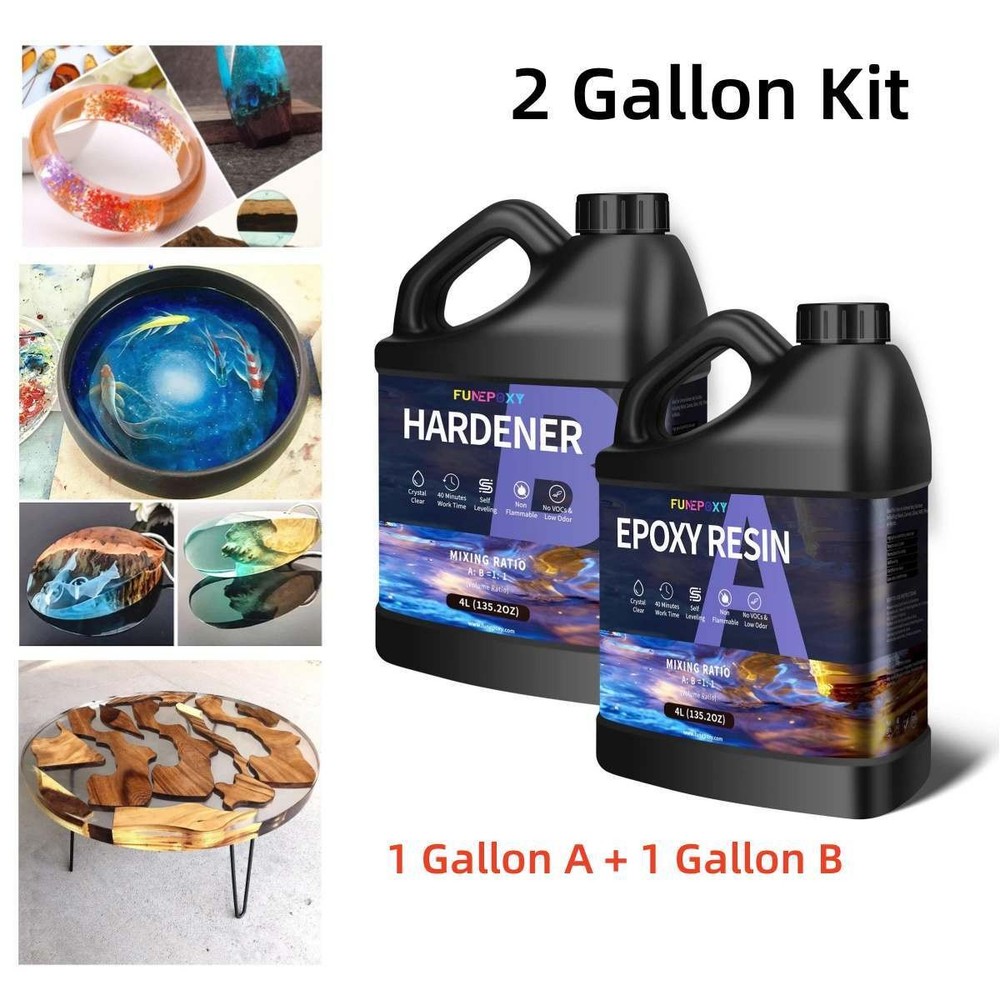 2 GALLON KIT – 1:1 AB Glue Clear Epoxy Resin Table Top Bar Craft DIY Art Coating