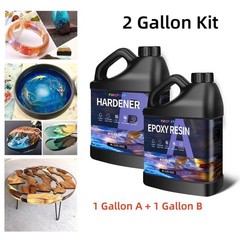 2 GALLON KIT – 1:1 AB Glue Clear Epoxy Resin Table Top Bar Craft DIY Art Coating