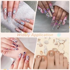 Nail Art Crushed Stone, 60g 0.8-4mm Nail Gems and Bubble Beads, Multicolor