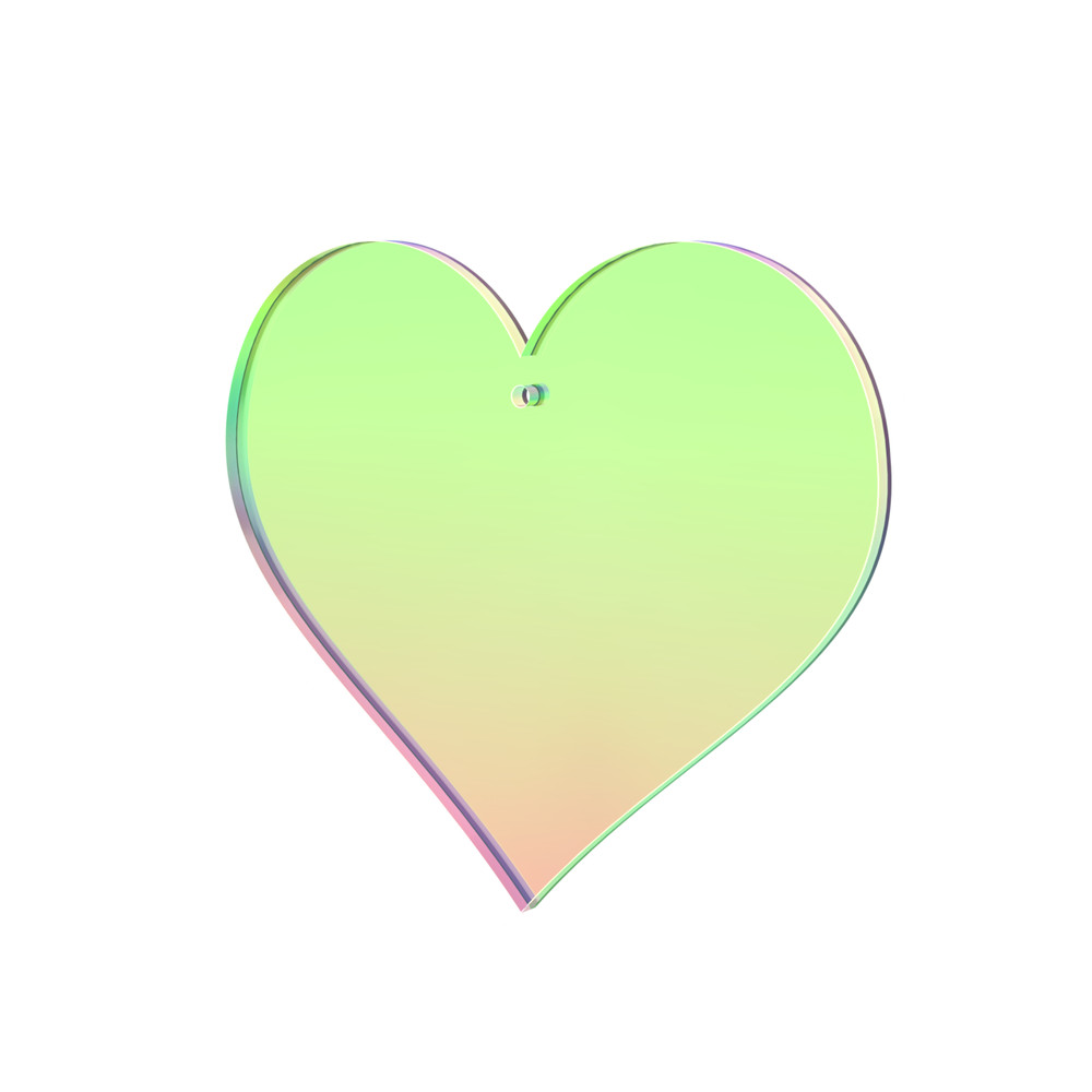 Heart Shaped Iridescent 3″ Acrylic Tile with Hole for Crafts and Party Decor