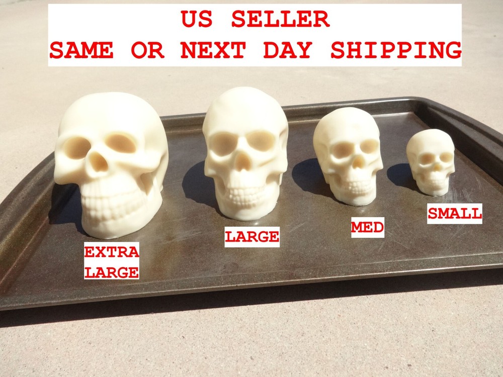 SKULL MOLD SILICONE 3D EPOXY RESIN CANDLES CANDY CHOCOLATE SOAP FONDANT 4 SIZES