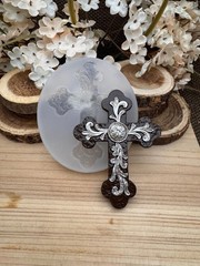 Retro Vintage Scrolls cross handmade silicone mold for crafts
