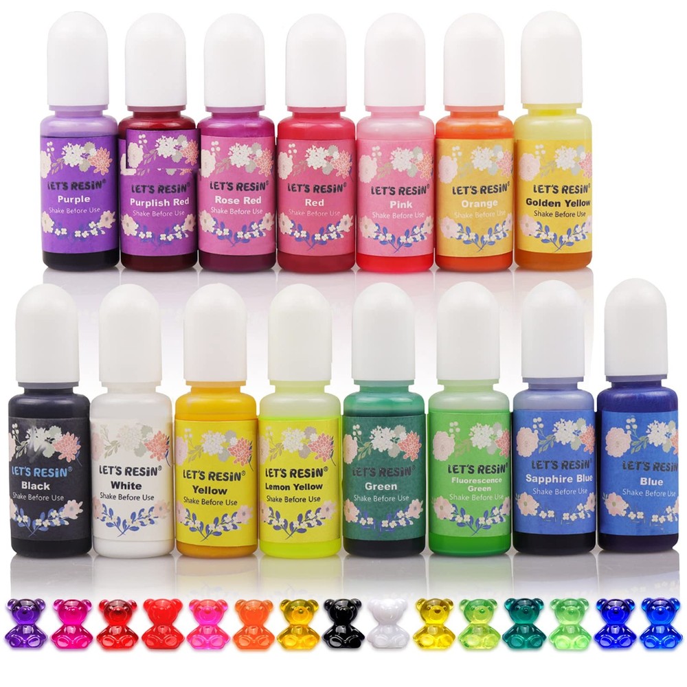 LET’S RESIN Epoxy Resin Dye,15 Color Translucent 15 Colors, Multicolor
