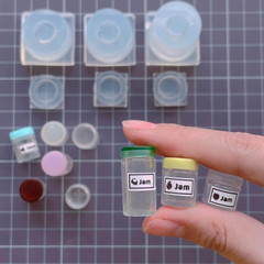 Miniature Jar Mold, Mini 3D Jar with Lid Silicone Resin Molds, Small Cylinder Bo