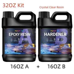 Crystal Clear Epoxy Resin 1L/32OZ Kit – Self-Leveling – Fast Cure 1:1 AB 2 Part