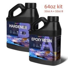Crystal Clear Epoxy Resin 1/2 Gallon 64OZ Kit – Self-Leveling – Fast Cure 1:1 AB