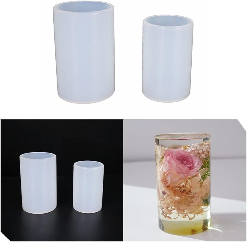 2Pcs 60Mm+50Mm Silicone Cylinder Resin Epoxy Casting Mould Jewelry Hand Making M