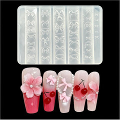 3D Bowtie Gel Nail Art Mold Arts Resin Rosette Molds for Accessories Supplies