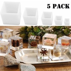 5Pcs Square Cube Silicone Mould Epoxy Resin Molds DIY Pendants Making Craft B620