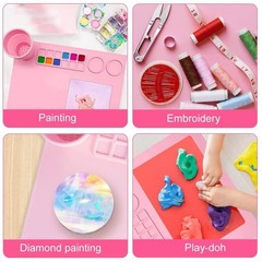 Silicone Painting Mat with Palette, Brush Holder, and Painting Area, Multicolor