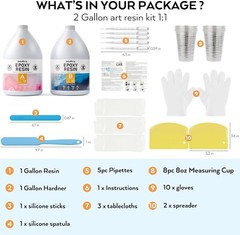 2 Gallon Crystal Clear Epoxy Resin Kit, High Gloss & Bubbles Free Resin Suppl…