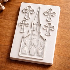Silicone Mold Mould- Easter Church & Cross “Faith” Craft Art Resin Clay Epoxy