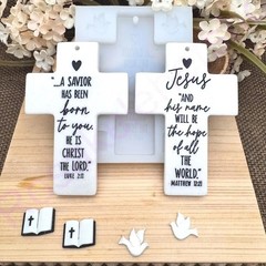 Bible verses LUKE 2:11 MATTHEW 12/21 cross handmade silicone mold for crafts
