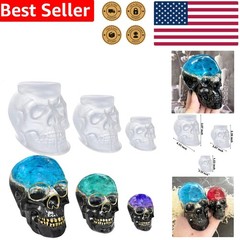 Resin Skull Molds 3D Set Large Medium Small Clear Flexible Silicone Casting Home