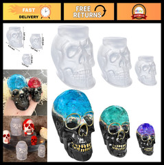 Large & Medium & Small 3D Skull Resin Molds – Flexible Silicone for Casting, Hal