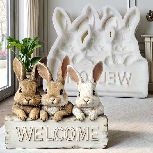 Silicone Mold Mould Easter Bunny Rabbit Craft Art Resin Clay Epoxy GREAT DETAILS