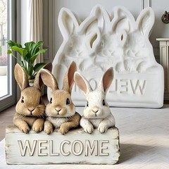 Silicone Mold Mould Easter Bunny Rabbit Craft Art Resin Clay Epoxy GREAT DETAILS
