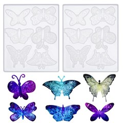 2 Pack 3D Butterfly Silicone Mold for Epoxy Resin – 6 Styles Translucent