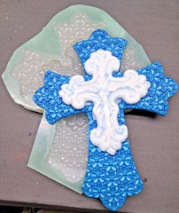 Handmade Double flower cross mold -MOLD ONLY-