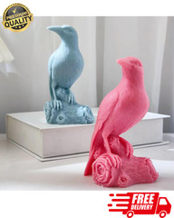 Crow Raven Cylinder Candle Resin Mold Silicone Casting Spiral Wave Decor DIY