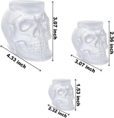 Set of Large + Medium + Small 3D Skull Resin Molds, Flexible Clear Silicone Skul
