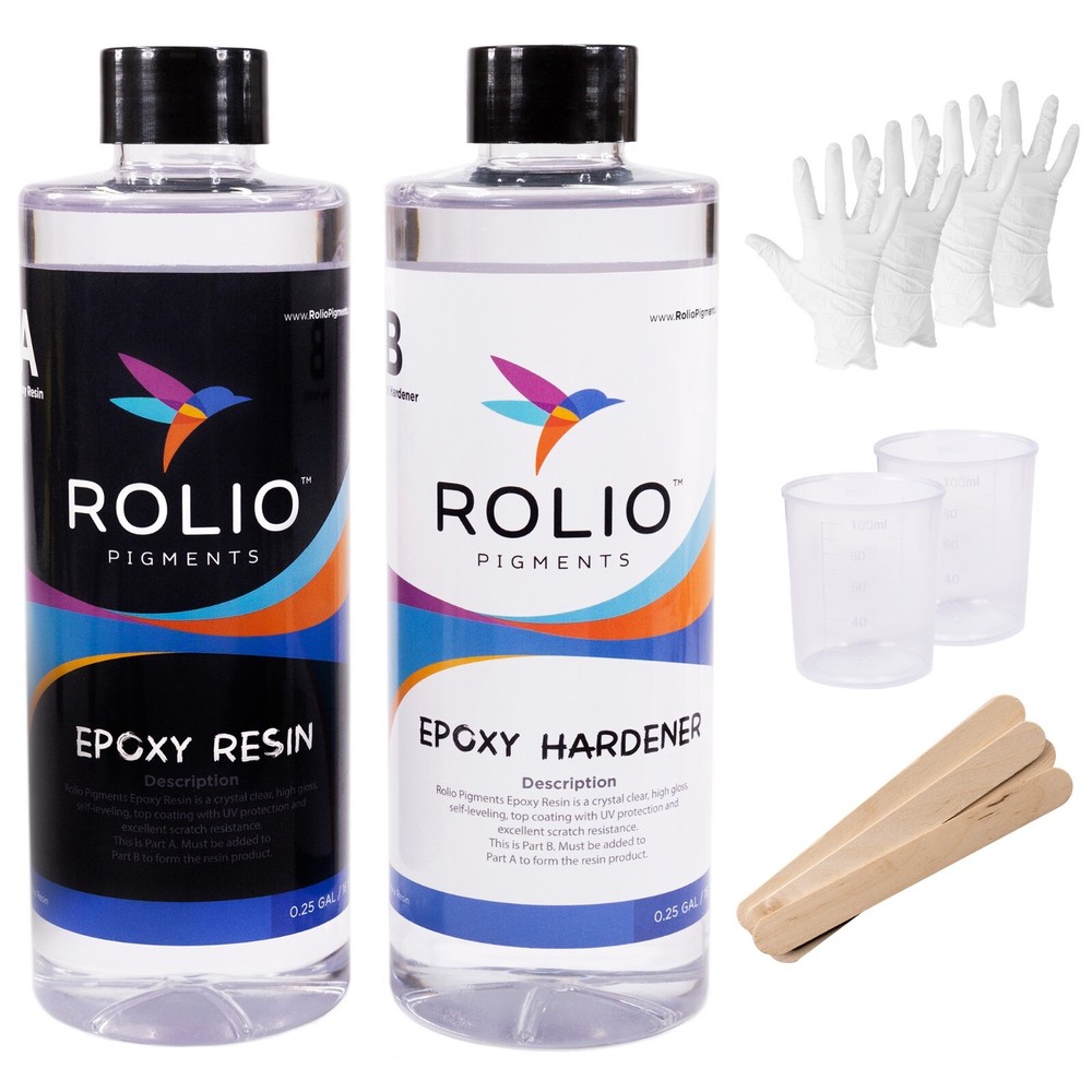 Rolio – Epoxy Resin and Hardener 32 oz Kit, Crystal Clear, Glossy, UV Resistant