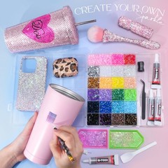 35,000 Pcs Multicolor 3mm Flatback Rhinestones Kit with Glue & Tools for DIY Cra