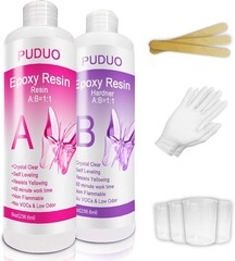Fast-Curing Crystal Clear Epoxy Resin Kit – 16 Oz with Essential Accessories