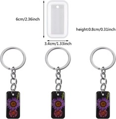 6PCS Rectangular Resin Molds Silicone for Jewelry Keychain Pendant Earring DI…