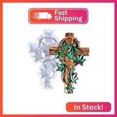Voaesdk Thorns Cross Resin Molds, 3D Rattan Crucifix Silicone Moulds for Resin,