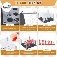 DIY Kit Include 1 Chess Piece Holder Metal and 16 Silicone Chess Molds for Epoxy