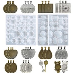 35pcs Resin Casting Silicone Molds Epoxy Pendant Mould Kit Jewelry Making Craft