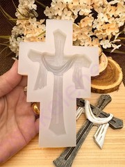 Scarf draped-Jesus Cloth on Cross silicone mold, handmade for crafts