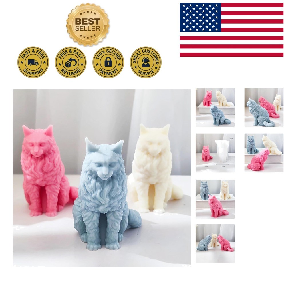 Creative 3D Cat Animal Cylinder Mold – Versatile Silicone for Candle Making