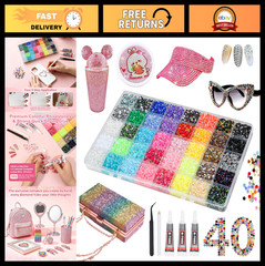 40,000 Pcs Multicolor Flatback Resin Rhinestones Kit for DIY Nail Art & Crafts