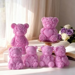 Rose Bear Heart Cylinder Candle & Resin Mold – Resin Casting Silicone Molds f…