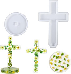 5″ Cross Silicone Mold with Base for Epoxy Resin DIY Concrete Clay Crafts