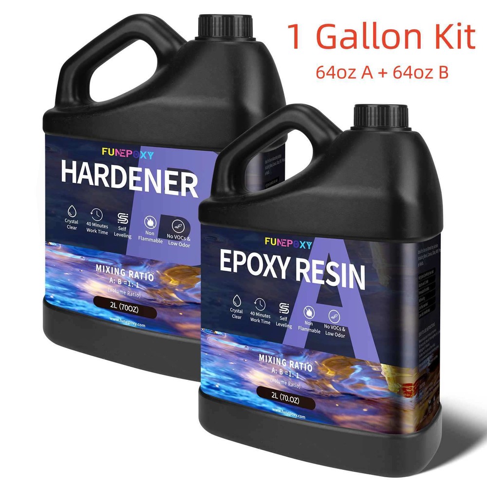 Crystal Clear Epoxy Resin 1 Gallon 128oz Kit – Fast Cure 1:1 AB Part Casting