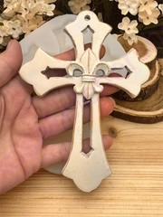 Cross with Fleur de Lis, handmade silicone mold for crafts