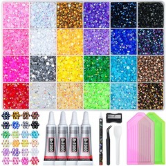 35,000 Pcs Multicolor 3mm Flatback Rhinestones Kit with Glue & Tools for DIY Cra