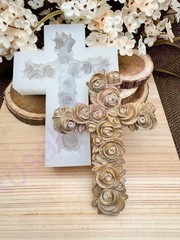 Roses cross handmade silicone mold for crafts